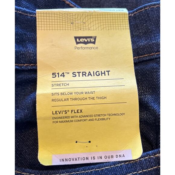 NWT Levis 514 Premium 38x32 Straight Fit Stretch Jeans Color Blue 005141302 New - Picture 9 of 12